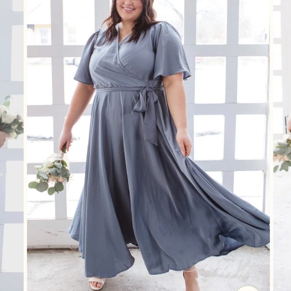 IVY CITY CO. Julie dress in Steel blue sz 2XL